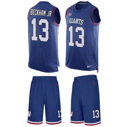 Nike New York Giants #13 Odell Beckham Jr Royal Blue Team Color Men’s Stitched NFL Limited Tank Top Suit Jersey