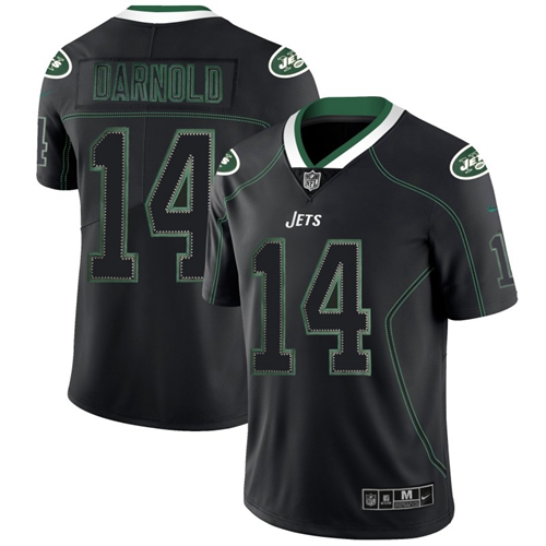 Nike New York Jets #14 Sam Darnold Lights Out Black Men’s Stitched NFL Limited Rush Jersey