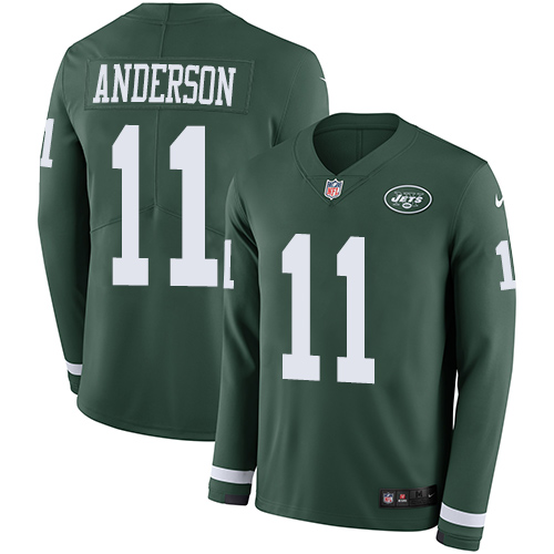 Nike New York Jets #11 Robby Anderson Green Team Color Men’s Stitched NFL Limited Therma Long Sleeve Jersey
