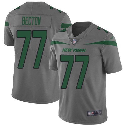 Nike New York Jets #77 Mekhi Becton Gray Men’s Stitched NFL Limited Inverted Legend Jersey