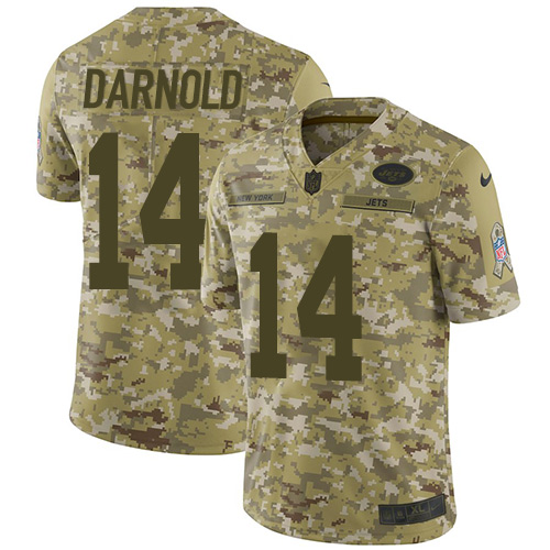 Nike New York Jets #14 Sam Darnold Camo Men’s Stitched NFL Limited 2018 Salute To Service Jersey