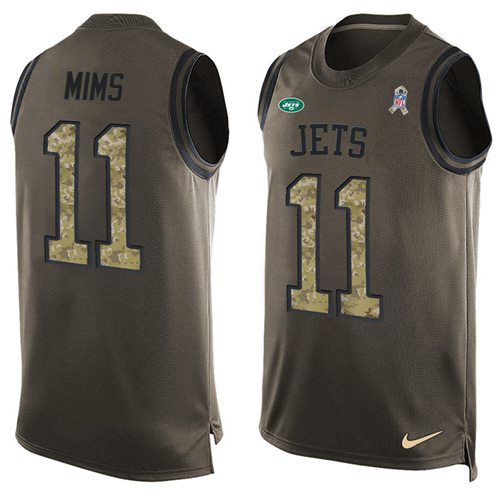 Nike New York Jets #11 Denzel Mim Green Men’s Stitched NFL Limited Salute To Service Tank Top Jersey