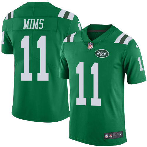 Nike New York Jets #11 Denzel Mim Green Men’s Stitched NFL Limited Rush Jersey
