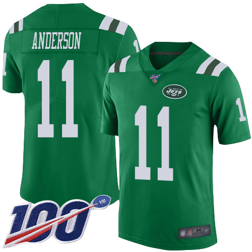 Nike New York Jets #11 Robby Anderson Green Men’s Stitched NFL Limited Rush 100th Season Jersey