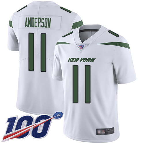Nike New York Jets #11 Robby Anderson White Men’s Stitched NFL 100th Season Vapor Limited Jersey