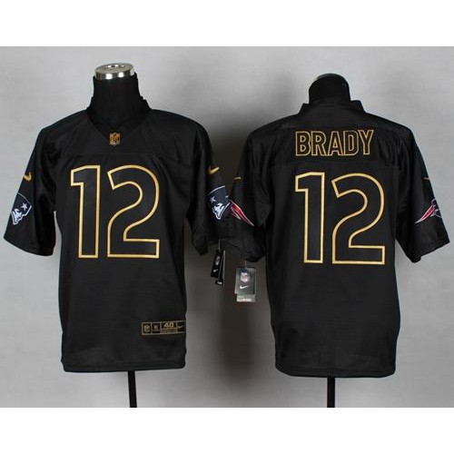 Nike New England Patriots #12 Tom Brady Black Gold No. Fashion Men’s Stitched NFL Elite Jersey