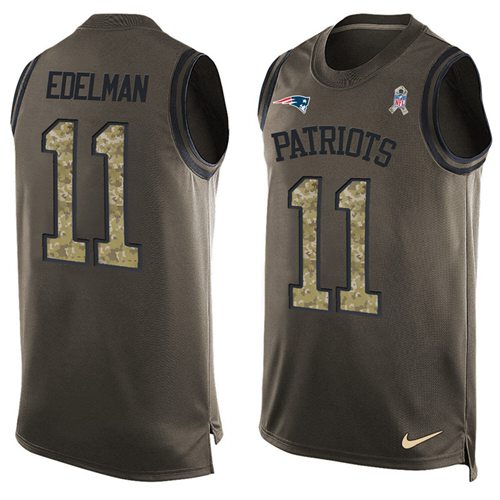 Nike New England Patriots #11 Julian Edelman Green Men’s Stitched NFL Limited Salute To Service Tank Top Jersey