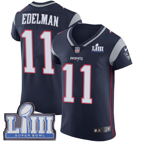 Nike New England Patriots #11 Julian Edelman Navy Blue Team Color Super Bowl LIII Bound Men’s Stitched NFL Vapor Untouchable Elite Jersey