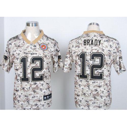 Nike New England Patriots #12 Tom Brady Camo USMC Men’s Stitched NFL Elite Jersey