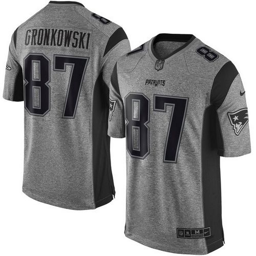 Nike New England Patriots #87 Rob Gronkowski Gray Men’s Stitched NFL Limited Gridiron Gray Jersey