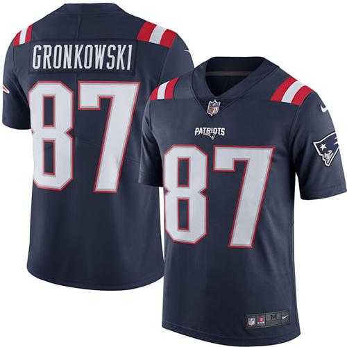 Nike New England Patriots #87 Rob Gronkowski Navy Blue Men’s Stitched NFL Limited Rush Jersey