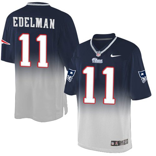 Nike New England Patriots #11 Julian Edelman Navy Blue/Grey Men’s Stitched NFL Elite Fadeaway Fashion Jersey