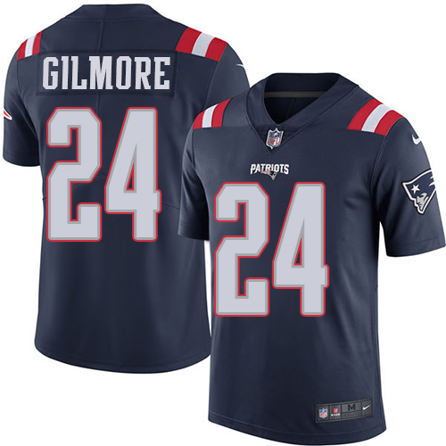 Nike New England Patriots #24 Stephon Gilmore Navy Blue Men’s Stitched NFL Limited Rush Jersey