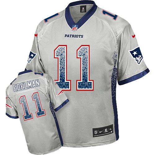 Nike New England Patriots #11 Julian Edelman Grey Men’s Stitched NFL Elite Drift Fashion Jersey