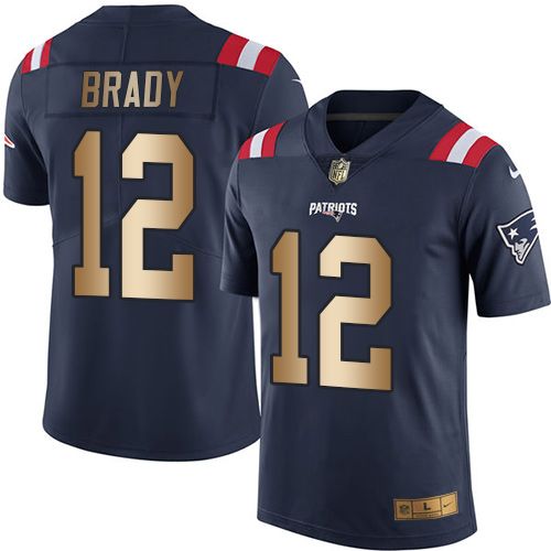 Nike New England Patriots #12 Tom Brady Navy Blue Men’s Stitched NFL Limited Gold Rush Jersey
