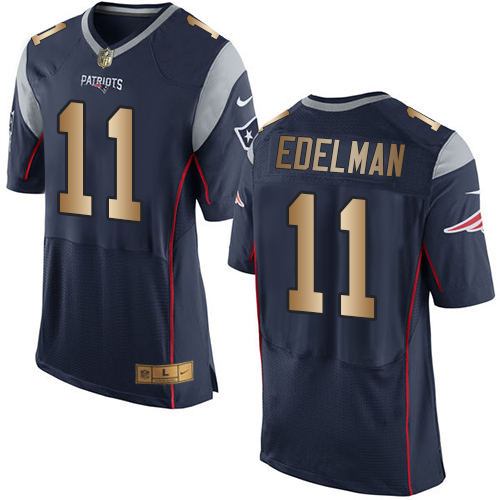 Nike New England Patriots #11 Julian Edelman Navy Blue Team Color Men’s Stitched NFL New Elite Gold Jersey