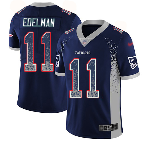 Nike New England Patriots #11 Julian Edelman Navy Blue Team Color Men’s Stitched NFL Limited Rush Drift Fashion Jersey