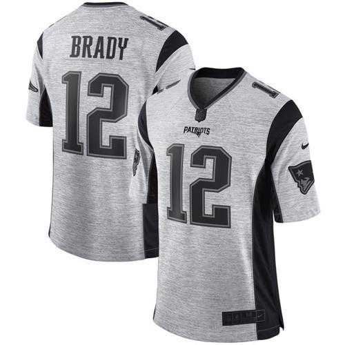 Nike New England Patriots #12 Tom Brady Gray Men’s Stitched NFL Limited Gridiron Gray II Jersey