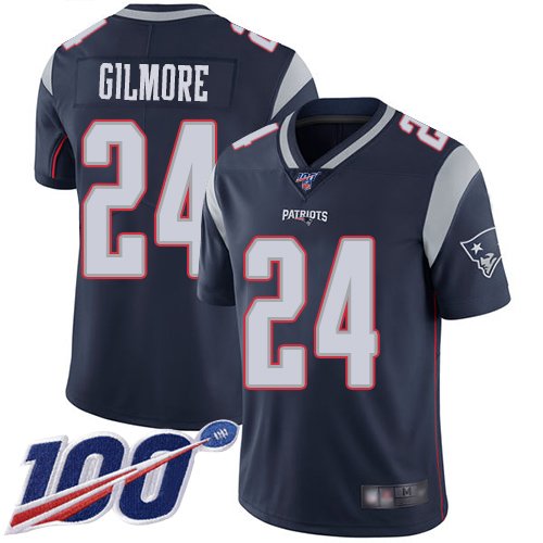 Nike New England Patriots #24 Stephon Gilmore Navy Blue Team Color Men’s Stitched NFL 100th Season Vapor Limited Jersey