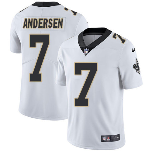 Nike New Orleans Saints No7 Morten Andersen White Men's Stitched NFL Limited Rush Jersey