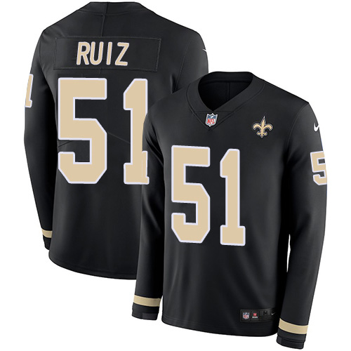 Nike New Orleans Saints #51 Cesar Ruiz Black Team Color Men’s Stitched NFL Limited Therma Long Sleeve Jersey