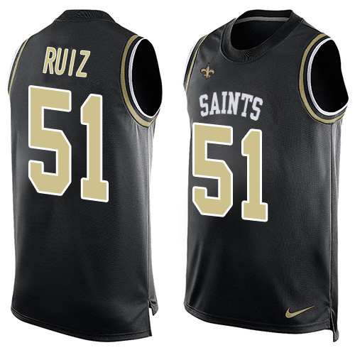 Nike New Orleans Saints #51 Cesar Ruiz Black Team Color Men’s Stitched NFL Limited Tank Top Jersey