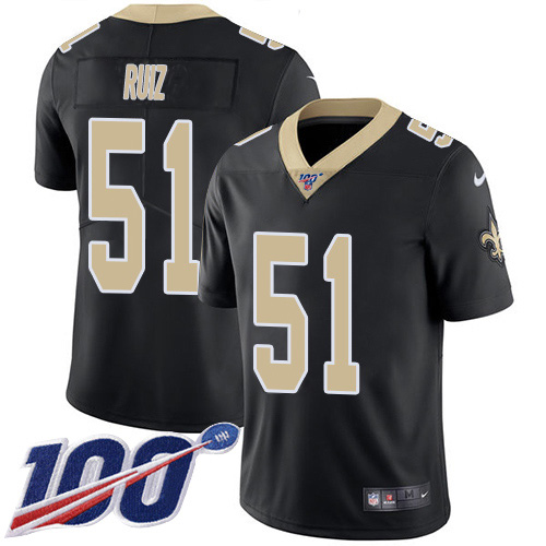 Nike New Orleans Saints #51 Cesar Ruiz Black Team Color Men’s Stitched NFL 100th Season Vapor Untouchable Limited Jersey