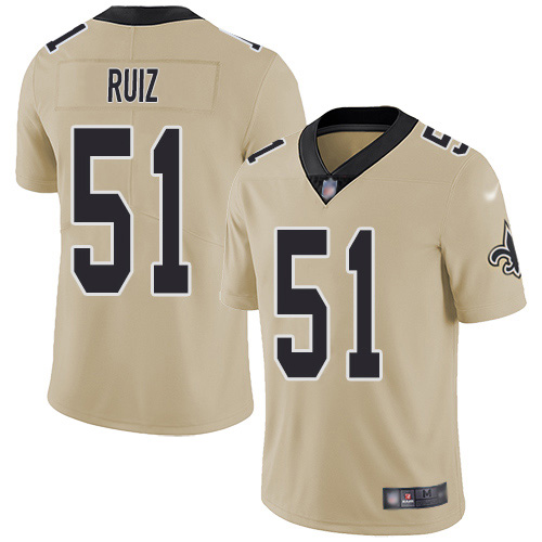 Nike New Orleans Saints #51 Cesar Ruiz Gold Men’s Stitched NFL Limited Inverted Legend Jersey