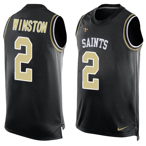 Nike New Orleans Saints #2 Jameis Winston Black Team Color Men’s Stitched NFL Limited Tank Top Jersey