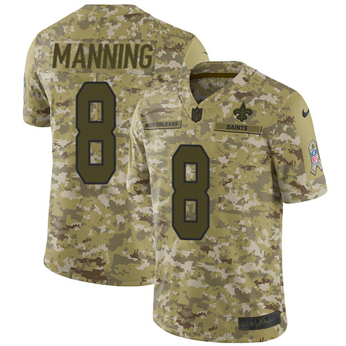 Nike New Orleans Saints No8 Archie Manning Camo Men's Stitched NFL Limited 2019 Salute To Service Jersey