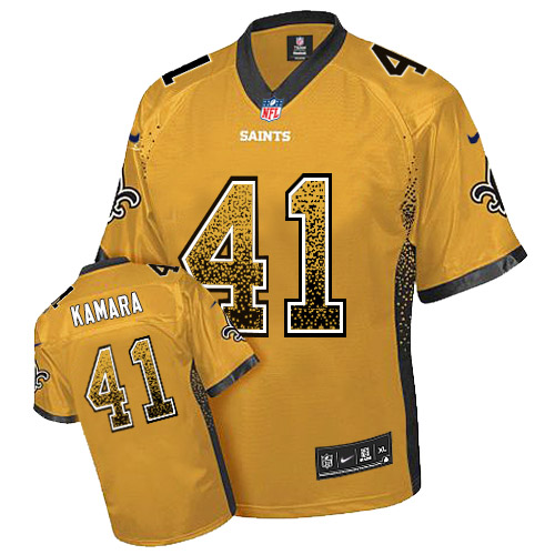 Nike New Orleans Saints #41 Alvin Kamara Gold Men’s Stitched NFL Elite Drift Fashion Jersey