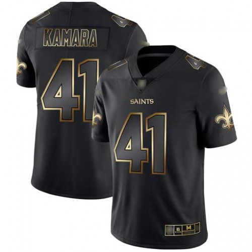 Nike New Orleans Saints #41 Alvin Kamara Black/Gold Men’s Stitched NFL Vapor Untouchable Limited Jersey
