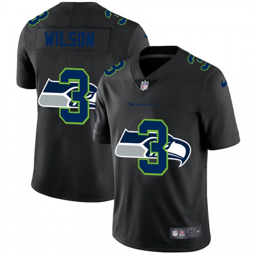 Seattle Seahawks #3 Russell Wilson Men’s Nike Team Logo Dual Overlap Limited NFL Jersey Black