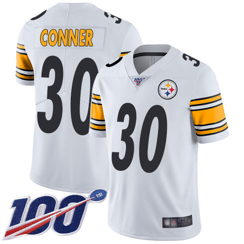 Nike Pittsburgh Steelers #30 James Conner White Men’s Stitched NFL 100th Season Vapor Limited Jersey