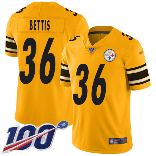 Nike Pittsburgh Steelers #36 Jerome Bettis Gold Men’s Stitched NFL Limited Inverted Legend 100th Season Jersey