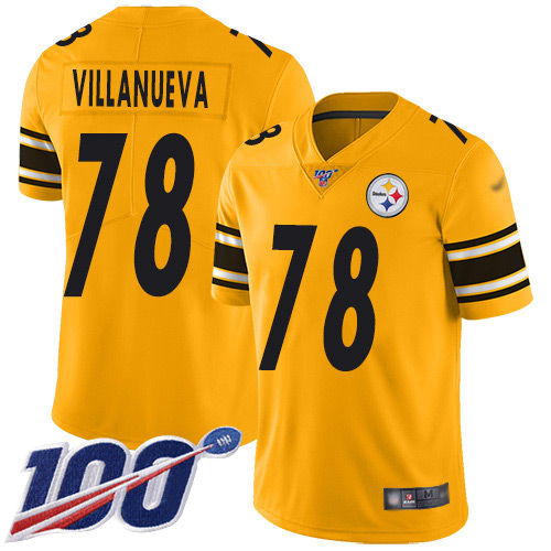 Nike Pittsburgh Steelers #78 Alejandro Villanueva Gold Men’s Stitched NFL Limited Inverted Legend 100th Season Jersey