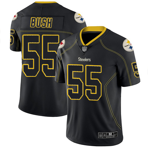 Nike Pittsburgh Steelers #55 Devin Bush Lights Out Black Men’s Stitched NFL Limited Rush Jersey