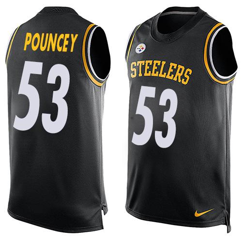 Nike Pittsburgh Steelers #53 Maurkice Pouncey Black Team Color Men’s Stitched NFL Limited Tank Top Jersey