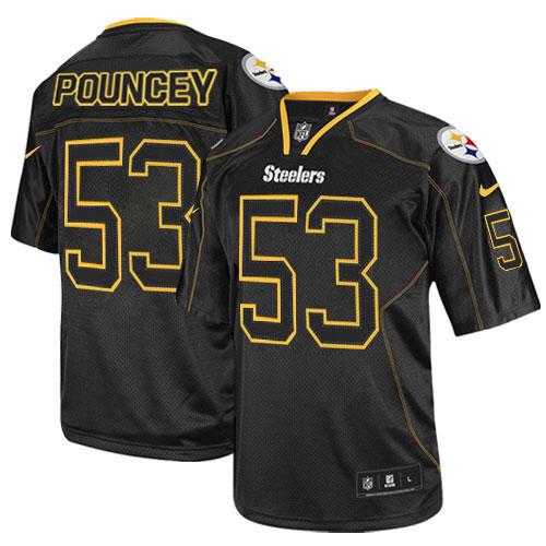 Nike Pittsburgh Steelers #53 Maurkice Pouncey Lights Out Black Men’s Stitched NFL Elite Jersey