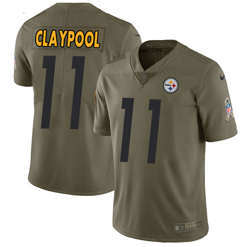 Nike Pittsburgh Steelers #11 Chase Claypool Olive Men’s Stitched NFL Limited 2017 Salute To Service Jersey