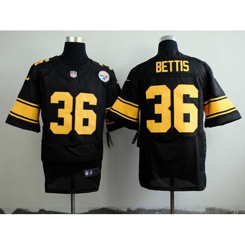 Nike Pittsburgh Steelers #36 Jerome Bettis Black(Gold No.) Men’s Stitched NFL Elite Jersey