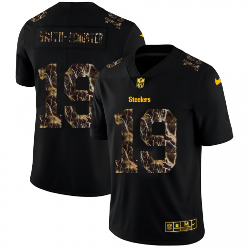 Pittsburgh Steelers #19 JuJu Smith-Schuster Men’s Black Nike Flocked Lightning Vapor Limited NFL Jersey