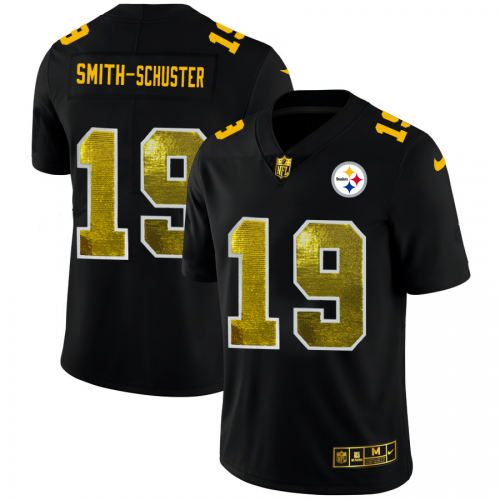 Pittsburgh Steelers #19 JuJu Smith-Schuster Men’s Black Nike Golden Sequin Vapor Limited NFL Jersey