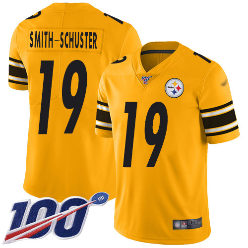 Nike Pittsburgh Steelers #19 JuJu Smith-Schuster Gold Men’s Stitched NFL Limited Inverted Legend 100th Season Jersey