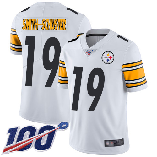 Nike Pittsburgh Steelers #19 JuJu Smith-Schuster White Men’s Stitched NFL 100th Season Vapor Limited Jersey