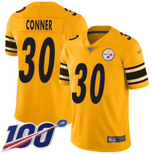 Nike Pittsburgh Steelers #30 James Conner Gold Men’s Stitched NFL Limited Inverted Legend 100th Season Jersey