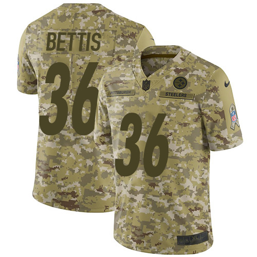 Nike Pittsburgh Steelers #36 Jerome Bettis Camo Men’s Stitched NFL Limited 2018 Salute To Service Jersey