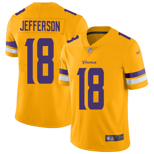 Nike Minnesota Vikings #18 Justin Jefferson Gold Men’s Stitched NFL Limited Inverted Legend Jersey
