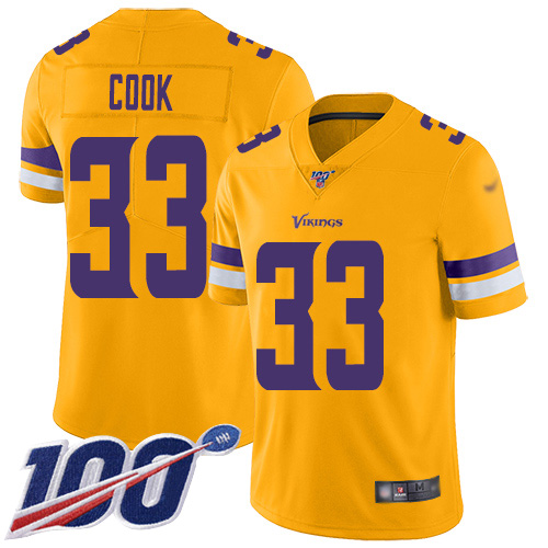 Nike Minnesota Vikings #33 Dalvin Cook Gold Men’s Stitched NFL Limited Inverted Legend 100th Season Jersey