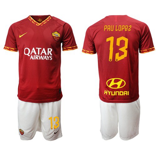 Roma #13 Pau Lopez Red Home Soccer Club Jersey